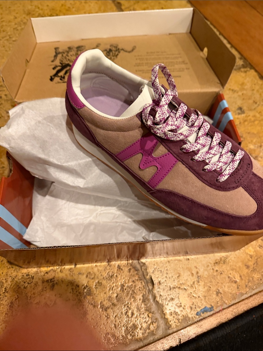 Women's Casual Runner Sneaker in Purple and Beige- NEW